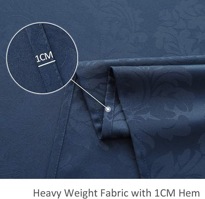 Jacquard Table Cloth Damask Pattern Spillproof Wrinkle Resistant Heavy Weight Soft Tablecloth for Kitchen Dinning Tabletop Outdoor Picnic Rectangle 52 x 70 Inch Navy Blue