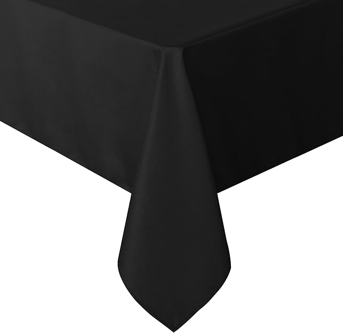 60 x 84 Inch - Stain and Wrinkle Resistant Washable Polyester Table Cloth, Decorative Fabric Table Cover for Dining Tables, Buffet Parties and Camping, Black