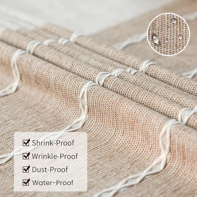 Waterproof Table Cloth, Linens Wrinkle Free Anti-Fading, Rustic Table Cover Decoration for Kitchen Dinning Christmas (Rectangle/Oblong, 55''x70'',4-6 Seats, Light Coffee)